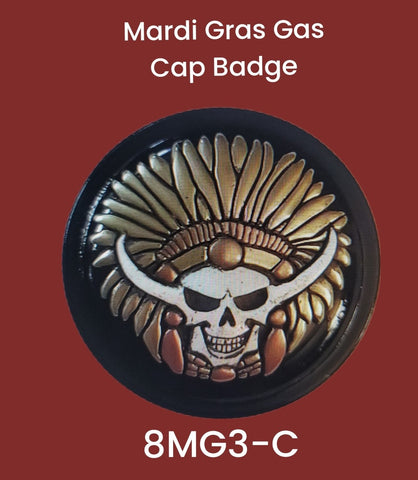 Gas Cap Badge Insert Mardi Gras Skull Emblem - Indian Motorcycle Accessory