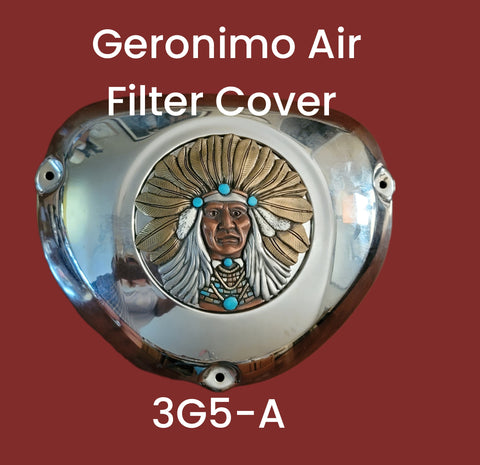 Air Filter Cover Metal Composite Insert  Geronimo 5" Motorcycle Emblem