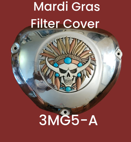 Air Filter Cover Motorcycle Emblems - Mardi Gras Skull