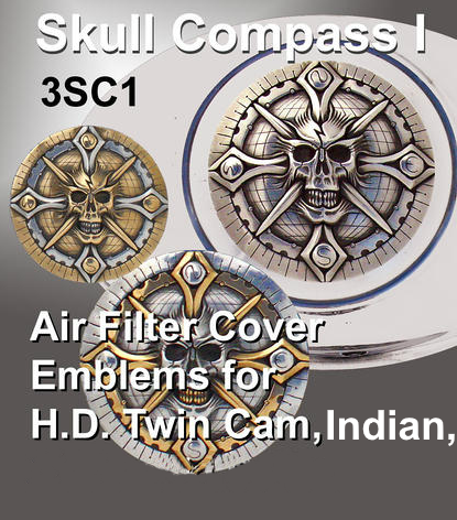 Harley Davidson Twin Cam, Indian Motorcycles, Yamaha V-Star Air Filter Insert Emblems