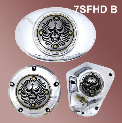 Harley Davidson Motorcycle Ornament 3 Piece Emblem Set Skull