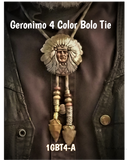 Geronimo Medallion Bolo Tie with Authentic, Handmade, Stone Arrowhead - Zambini Bros Bolo Tie Collection