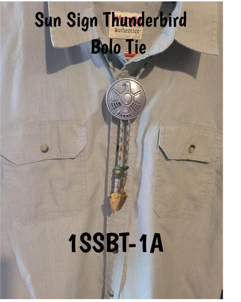 Sun Sign Thunderbird Medallion Bolo Tie with Authentic, Handmade, Ston ...