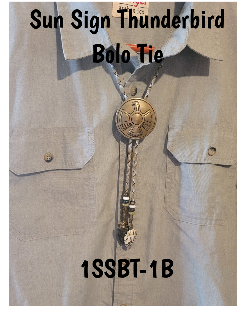 Sun Sign Thunderbird Medallion Bolo Tie with Authentic, Handmade, Ston ...