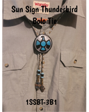 Sun Sign Thunderbird Medallion Bolo Tie with Authentic, Handmade, Stone Arrowheads- Zambini Bros Bolo Tie Collection