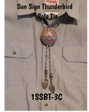 Sun Sign Thunderbird Medallion Bolo Tie with Authentic, Handmade, Stone Arrowheads- Zambini Bros Bolo Tie Collection