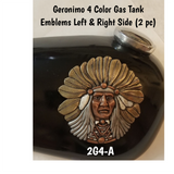 Motorcycle Accessories - Gas Tank Emblem Metal Composite Geronimo 5" Motorcycle Emblem Set