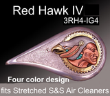 Metallic emblem inserts for Gilroy Indian Motorcycle S & S Teardrop Air Cleaner covers